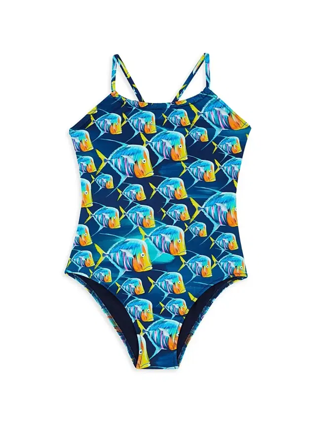Little Girl's & Girl's Piranha One-Piece Swimsuit - Bleu Marine