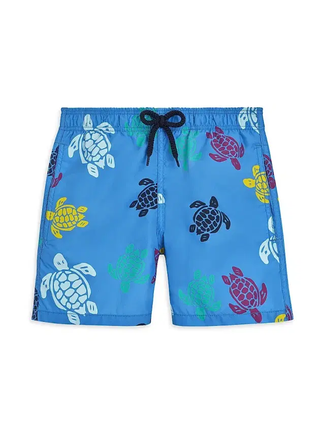 Little Boy's & Boy's Jim Turtle Print Swim Trunks - Faience