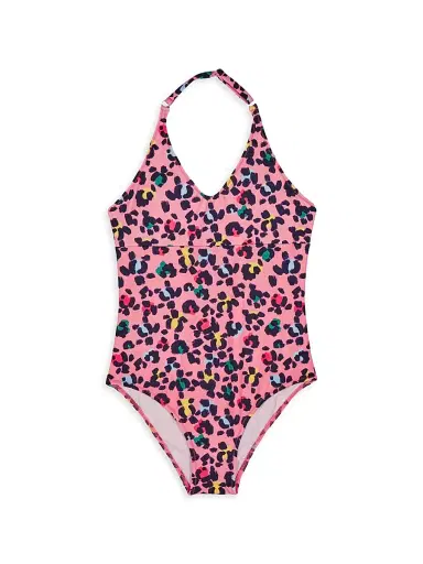 Vilebrequin Little Girl's & Girl's Turtles Leopard Print One-Piece Swimsuit - Bonbon - Size 14 | Thumbnail 1