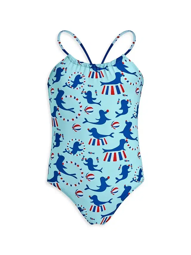 Little Girl's & Girl's Circus One-Piece Swimsuit - Blue Multi