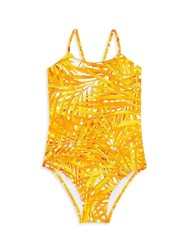 Vilebrequin Little Girl's & Girl's Palm Leaves One-Piece Swimsuit - Orange