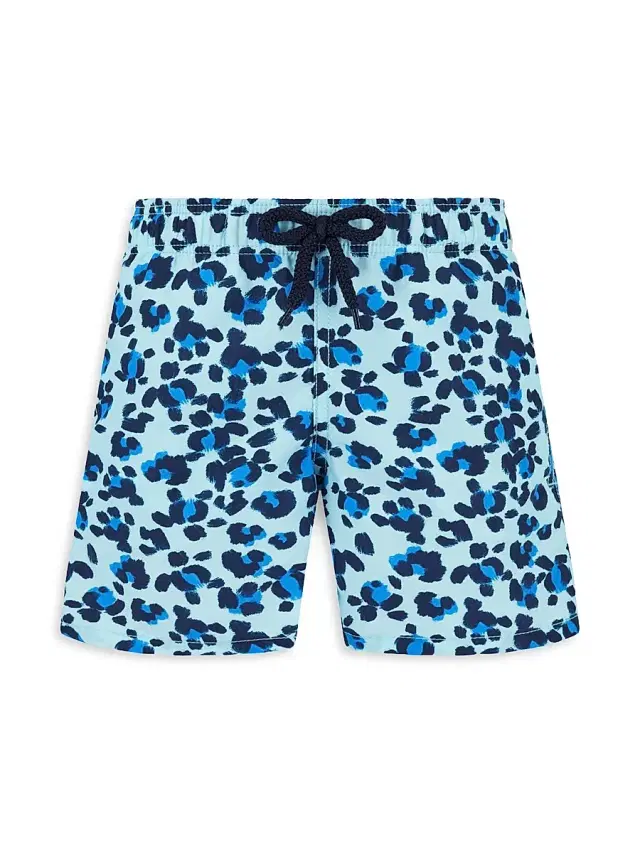 Little Boy's & Boy's Turtles Leopard Print Swim Trunks - Thalassa