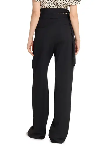 Chloé Women's Pleated Wool Wide-Leg Trousers - Black | Thumbnail 5