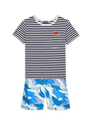 Vilebrequin Little Boy's & Boy's Striped Cotton Jersey T-Shirt - Marine Blanc - Size 14 | Thumbnail 2 Vilebrequin Little Boy's & Boy's Striped Cotton Jersey T-Shirt - Marine Blanc - Size 14 | Thumbnail 2