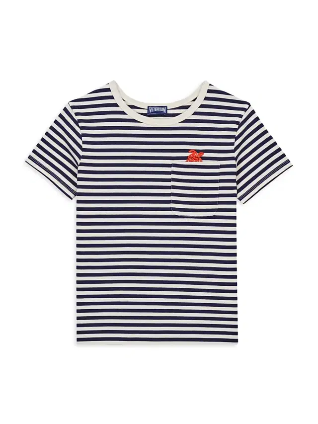 Little Boy's & Boy's Striped Cotton Jersey T-Shirt - Marine Blanc