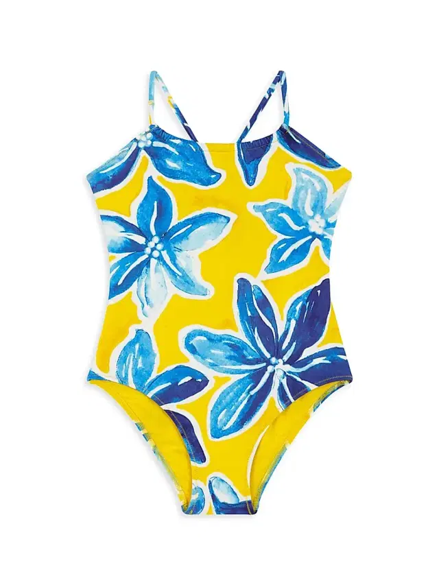 Vilebrequin Little Girl's & Girl's Macro Raiat Print One-Piece Swimsuit - Soleil