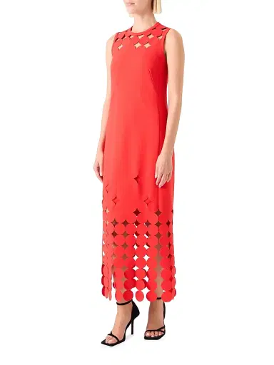 Akris punto Women's Dot Cut-Out Jersey Midi-Dress - Bright Red | Thumbnail 3