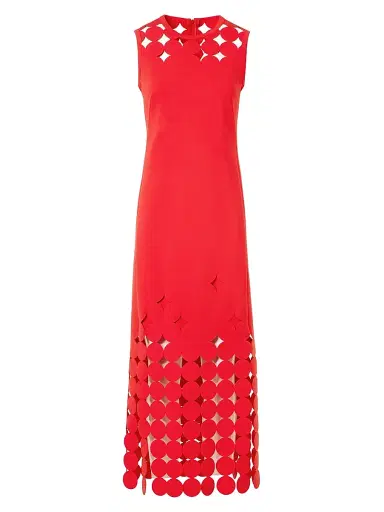 Akris punto Women's Dot Cut-Out Jersey Midi-Dress - Bright Red | Thumbnail 1