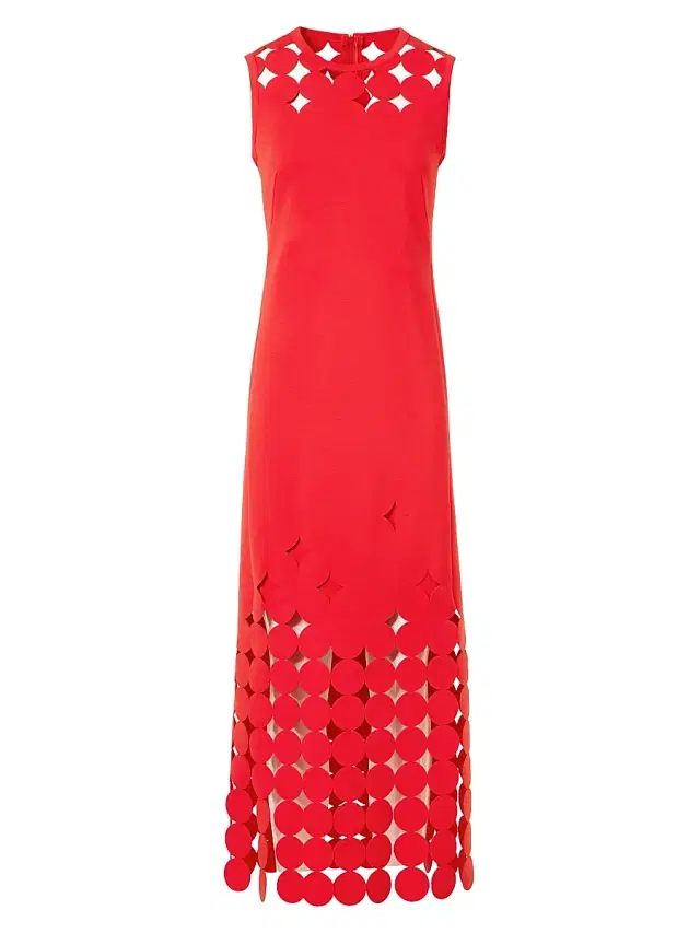 Women's Dot Cut-Out Jersey Midi-Dress - Bright Red
