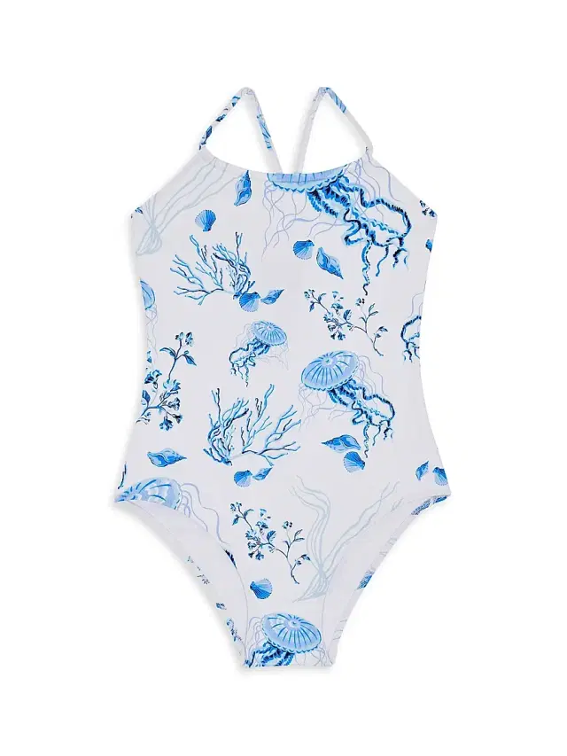 Vilebrequin Baby Girl's, Little Girl's & Girl's Medusa & Shells Swim Suit - Blue White