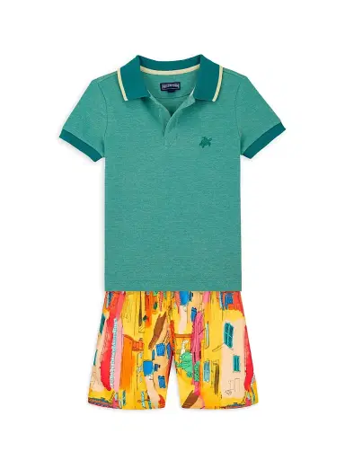 Vilebrequin Little Boy's & Boy's Cotton Piqué Polo Shirt - Emeraude | Thumbnail 2