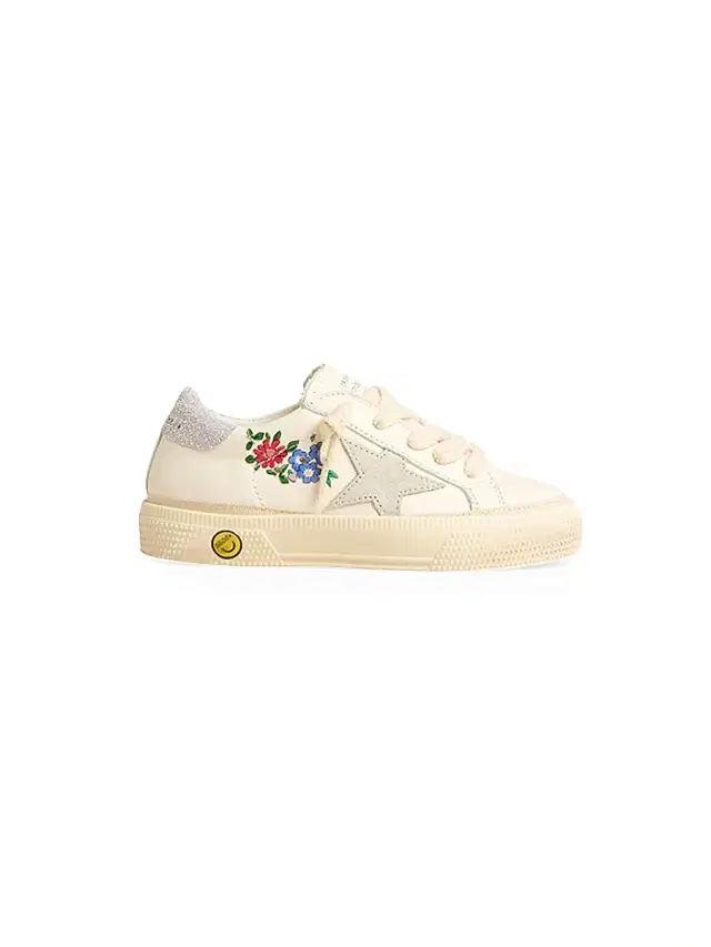 Golden Goose Baby Girl's, Little Girl's & Girl's May School Suede Star Glitter Sneakers - White Ice Silver 1.5 (Child)