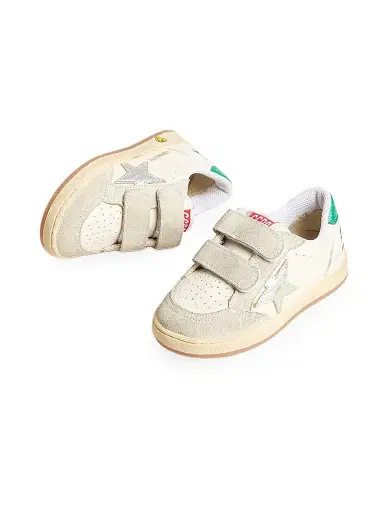 Golden Goose Little Boy's & Boy's Ballstar Leather Laminated Star Sneakers - White Silver Green 1.5 (Child) | Thumbnail 2 Golden Goose Little Boy's & Boy's Ballstar Leather Laminated Star Sneakers - White Silver Green 1.5 (Child) | Thumbnail 2