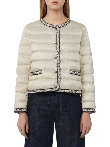 Max Mara Women's Quilted Water Repellent Canvas Padded Jacket - Natural - Size 10 | Thumbnail 2 Max Mara Women's Quilted Water Repellent Canvas Padded Jacket - Natural - Size 10 | Thumbnail 2