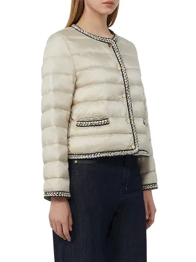 Max Mara Women's Quilted Water Repellent Canvas Padded Jacket - Natural - Size 10 | Thumbnail 3 Max Mara Women's Quilted Water Repellent Canvas Padded Jacket - Natural - Size 10 | Thumbnail 3