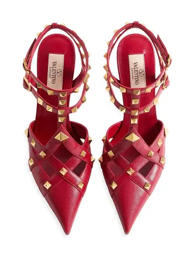 Valentino Garavani Women's Studdy 100MM Kidskin Pumps - Red - Size 5.5 | Thumbnail 5 Valentino Garavani Women's Studdy 100MM Kidskin Pumps - Red - Size 5.5 | Thumbnail 5