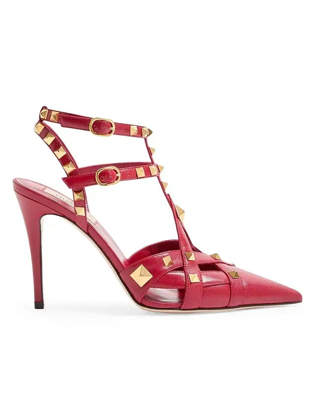 Valentino Garavani Women's Studdy 100MM Kidskin Pumps - Red