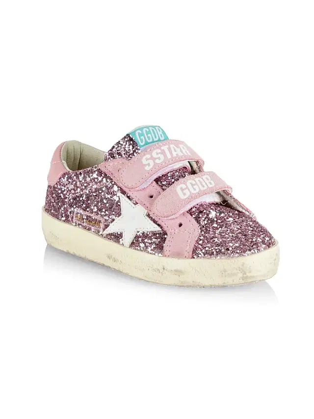 Baby Girl's, Little Girl's & Girl's Old School Glitter Leather Star Sneakers - Lilac White Antique Pink 6.5 (Child)