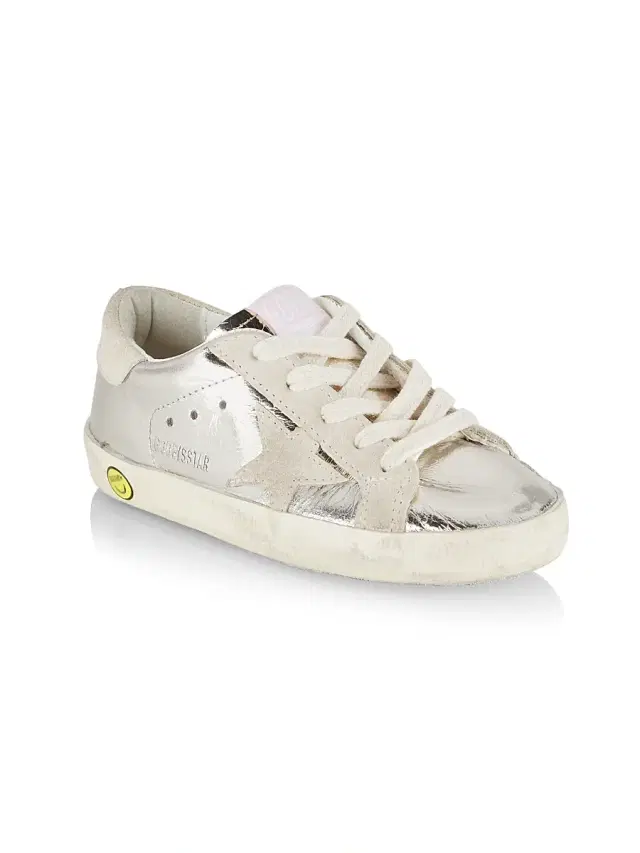 Baby Girl's, Little Girl's & Girl's Super-Star Laminated Suede Star Sneakers - Platinum Beige 13 (Child)
