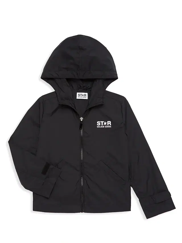 Little Boy's & Boy's Star Logo Windbreaker Jacket - Black White