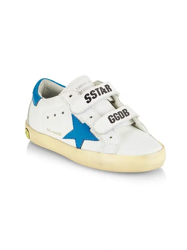 Baby's, Little Kid's & Kid's Old School Leather Sneakers - White Light Blue Ice 1.5 (Child)