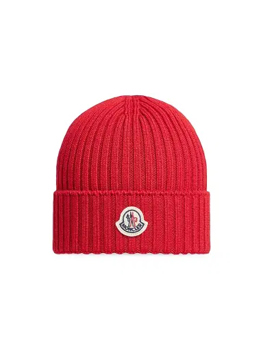 Moncler Kid's Beanie Hat in Wool - Red | Thumbnail 4 Moncler Kid's Beanie Hat in Wool - Red | Thumbnail 4