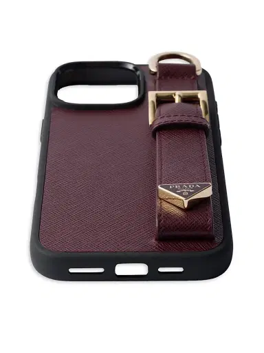 Prada Women's Saffiano Leather Case for iPhone 16 Pro Max - Dark Red | Thumbnail 3
