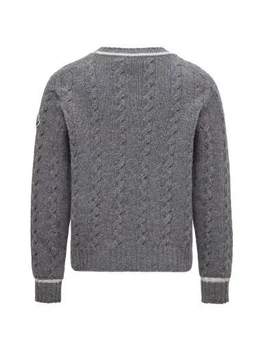 Moncler Little Boy's & Boy's Crewneck Sweater in Wool - Gray | Thumbnail 2