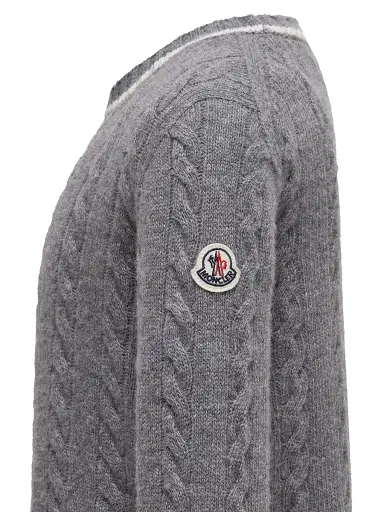 Moncler Little Boy's & Boy's Crewneck Sweater in Wool - Gray | Thumbnail 3