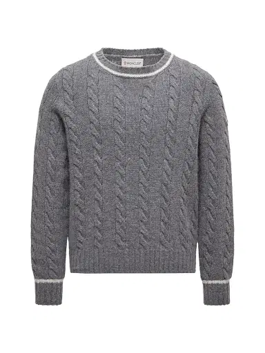 Moncler Little Boy's & Boy's Crewneck Sweater in Wool - Gray | Thumbnail 1