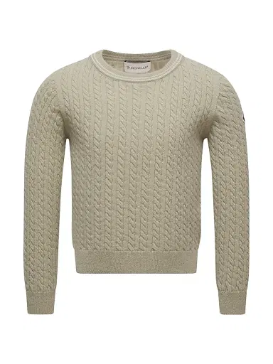 Moncler Little Girl's & Girl's Crewneck Sweater in Wool - Light Green | Thumbnail 1 Moncler Little Girl's & Girl's Crewneck Sweater in Wool - Light Green | Thumbnail 1