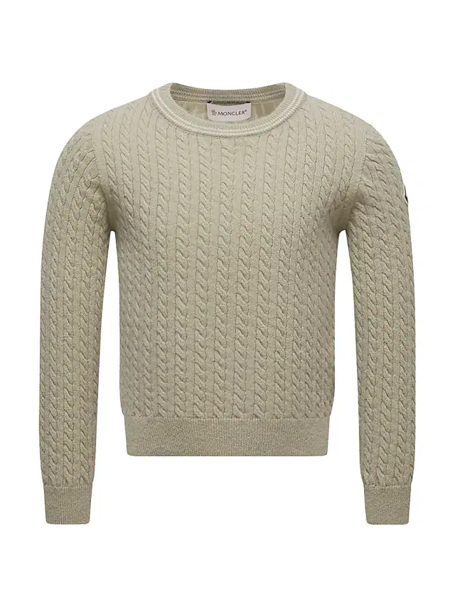 Little Girl's & Girl's Crewneck Sweater in Wool - Light Green