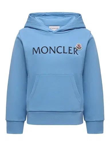 Moncler Little Boy's & Boy's Hoodie in Cotton - Light Blue | Thumbnail 1 Moncler Little Boy's & Boy's Hoodie in Cotton - Light Blue | Thumbnail 1