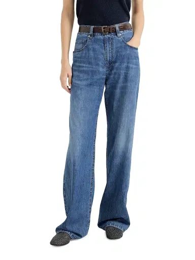 Brunello Cucinelli Women's Lightweight Denim Contemporary Loose Jeans - Denim - Size 18 | Thumbnail 2