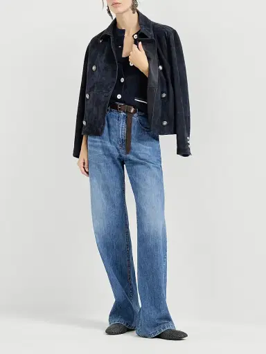 Brunello Cucinelli Women's Lightweight Denim Contemporary Loose Jeans - Denim - Size 18 | Thumbnail 6