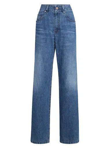 Brunello Cucinelli Women's Lightweight Denim Contemporary Loose Jeans - Denim - Size 18 | Thumbnail 1