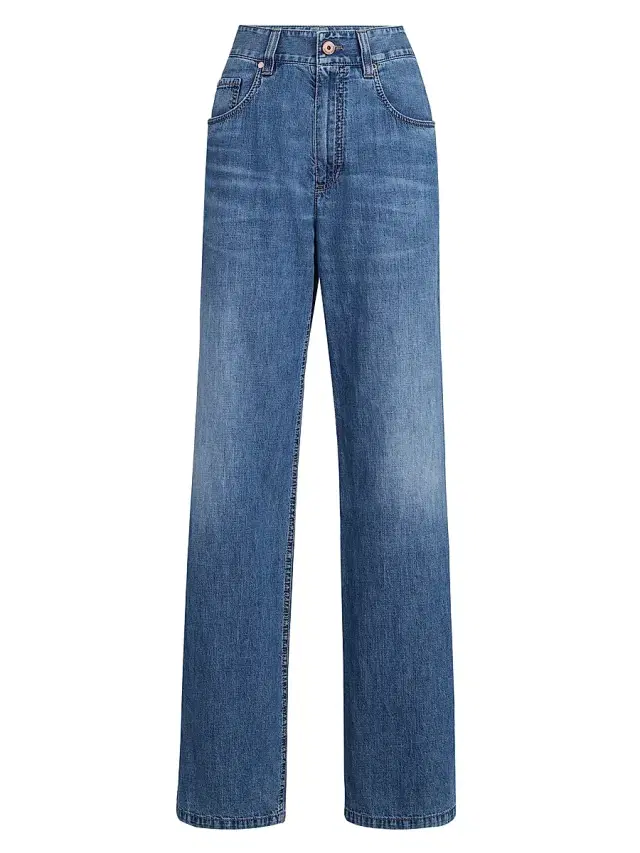 Brunello Cucinelli Women's Lightweight Denim Contemporary Loose Jeans - Denim
