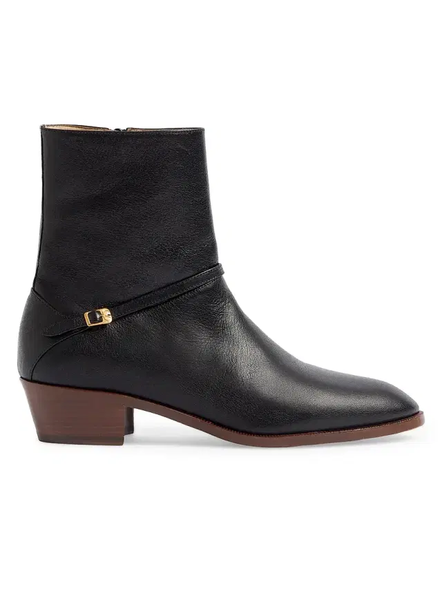 Men's Pat Ankle Boots in Kidskin - Black