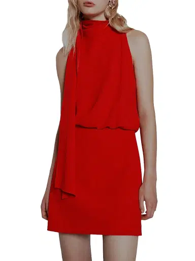 Marella Women's Flared Envers Satin Dress - Red - Size 14 | Thumbnail 2