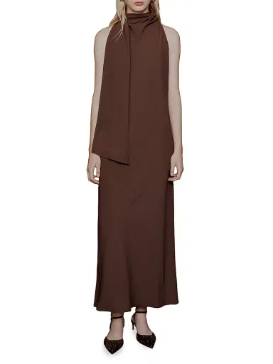 Marella Women's Envers Satin Calf Length Dress - Brown - Size 8 | Thumbnail 2 Marella Women's Envers Satin Calf Length Dress - Brown - Size 8 | Thumbnail 2