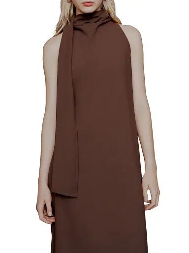 Marella Women's Envers Satin Calf Length Dress - Brown - Size 8 | Thumbnail 5 Marella Women's Envers Satin Calf Length Dress - Brown - Size 8 | Thumbnail 5