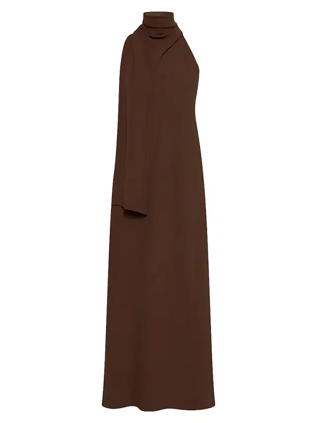 Marella Women's Envers Satin Calf Length Dress - Brown