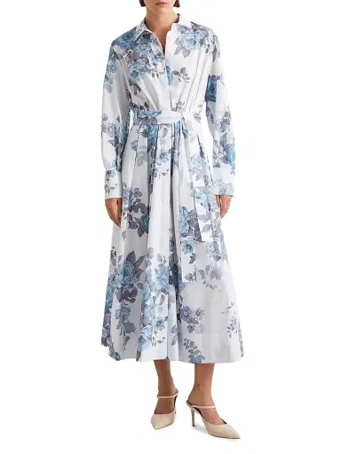 Marella Women's Stretch Cotton Poplin Shirt Dress - Light Blue | Thumbnail 2
