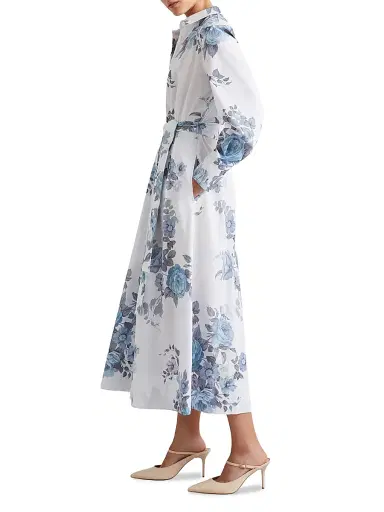 Marella Women's Stretch Cotton Poplin Shirt Dress - Light Blue | Thumbnail 3
