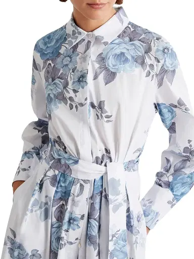 Marella Women's Stretch Cotton Poplin Shirt Dress - Light Blue | Thumbnail 5