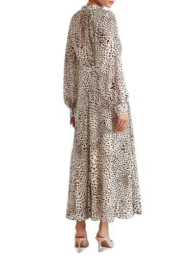 Marella Women's Long Printed Georgette Shirt Dress - Cream | Thumbnail 3