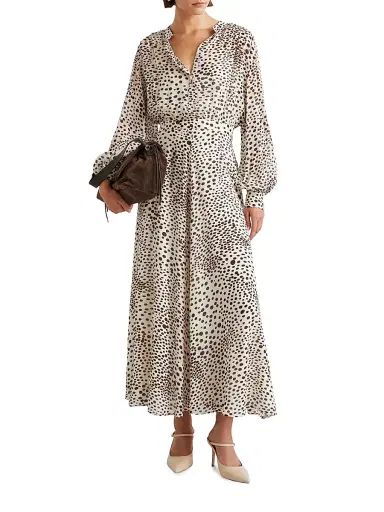 Marella Women's Long Printed Georgette Shirt Dress - Cream | Thumbnail 4