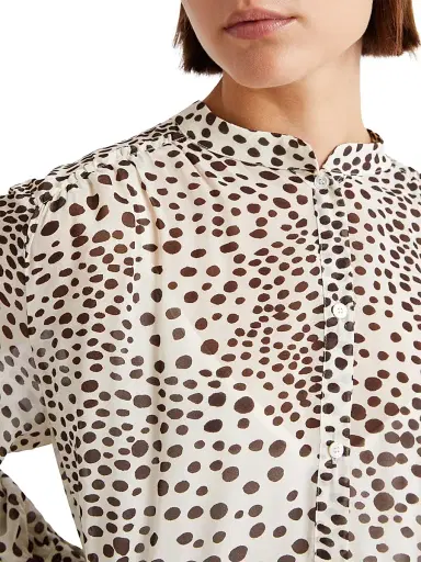 Marella Women's Long Printed Georgette Shirt Dress - Cream | Thumbnail 5