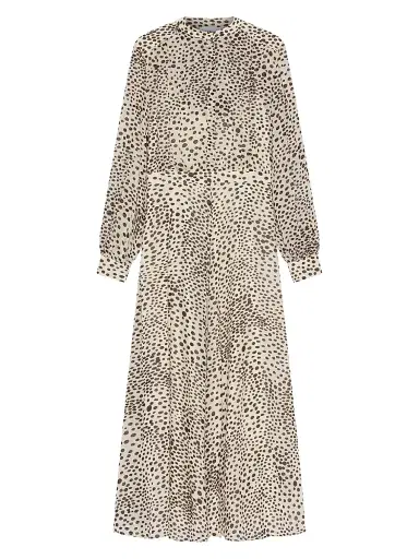 Marella Women's Long Printed Georgette Shirt Dress - Cream | Thumbnail 1