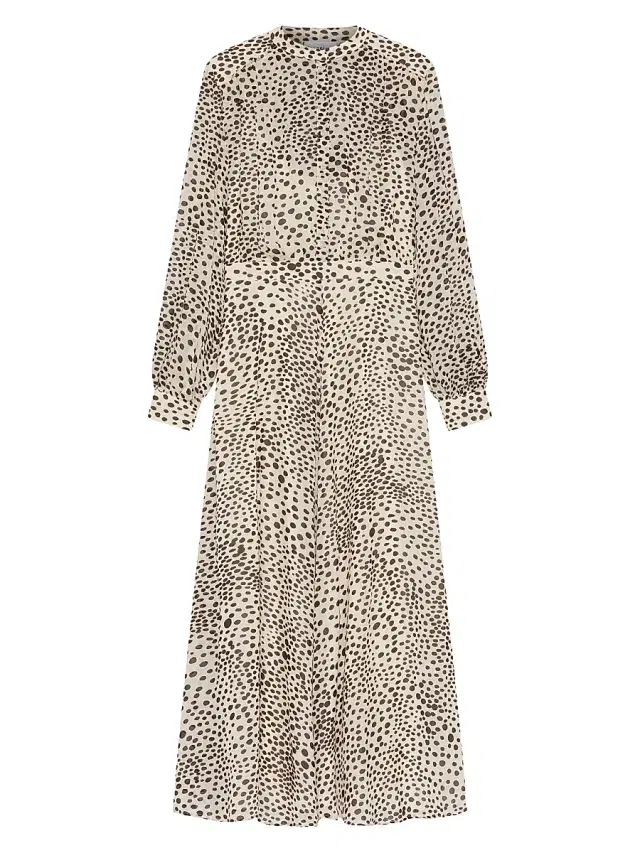 Marella Women's Long Printed Georgette Shirt Dress - Cream
